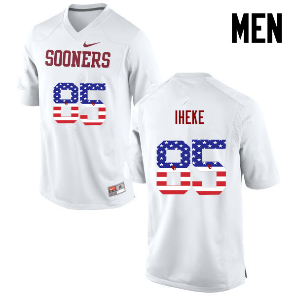 Oklahoma Sooners #85 Sam Iheke College Football USA Flag Fashion Jerseys-White